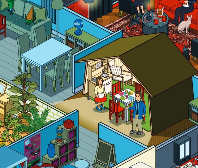 家居插画客厅,家居美学插画