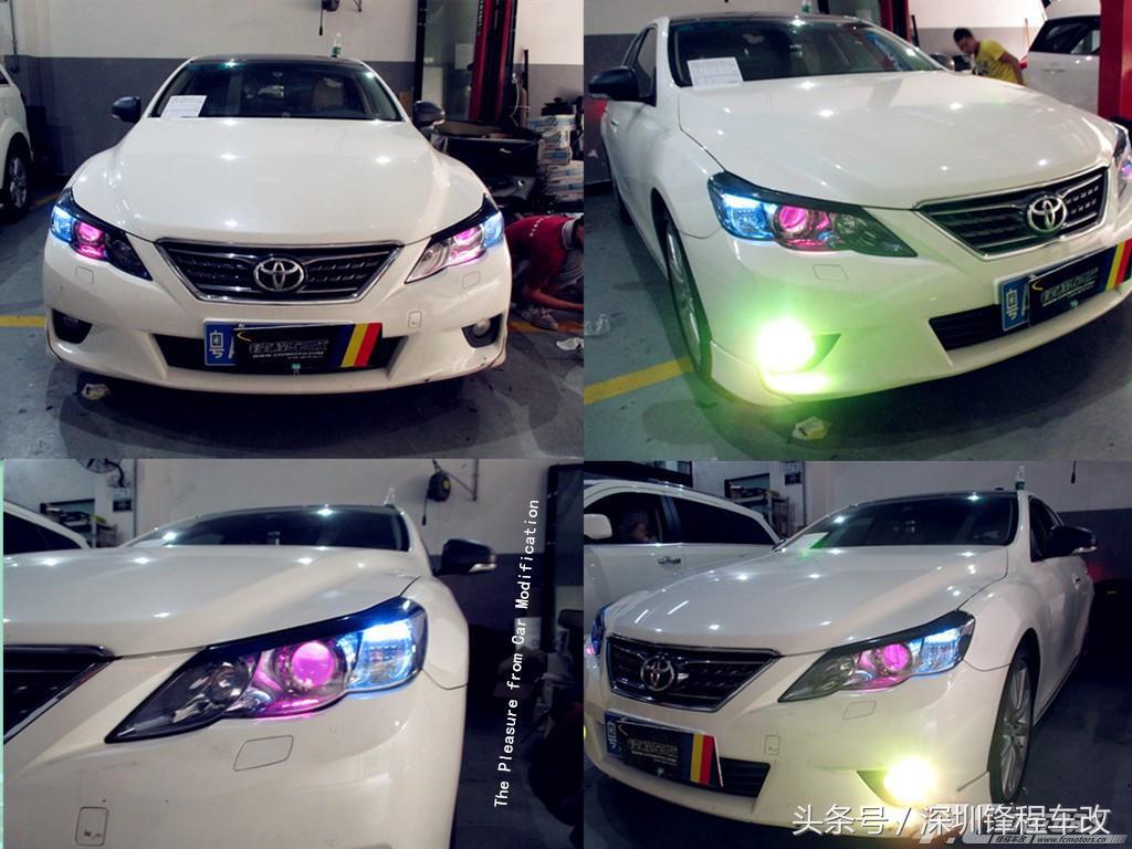 15款丰田锐志车灯升级led双光透镜,丰田锐志改恶魔眼大灯
