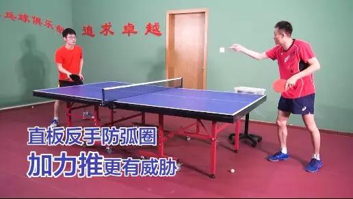 直板反手推挡弧圈球教学,直板推挡如何接对方的大力弧圈球