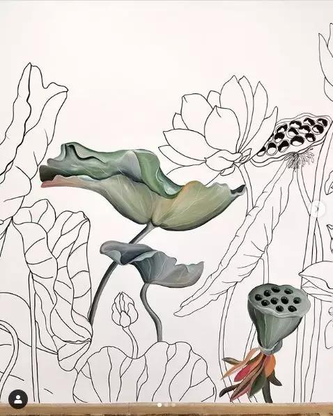 花卉墙绘,墙绘花卉色彩作品