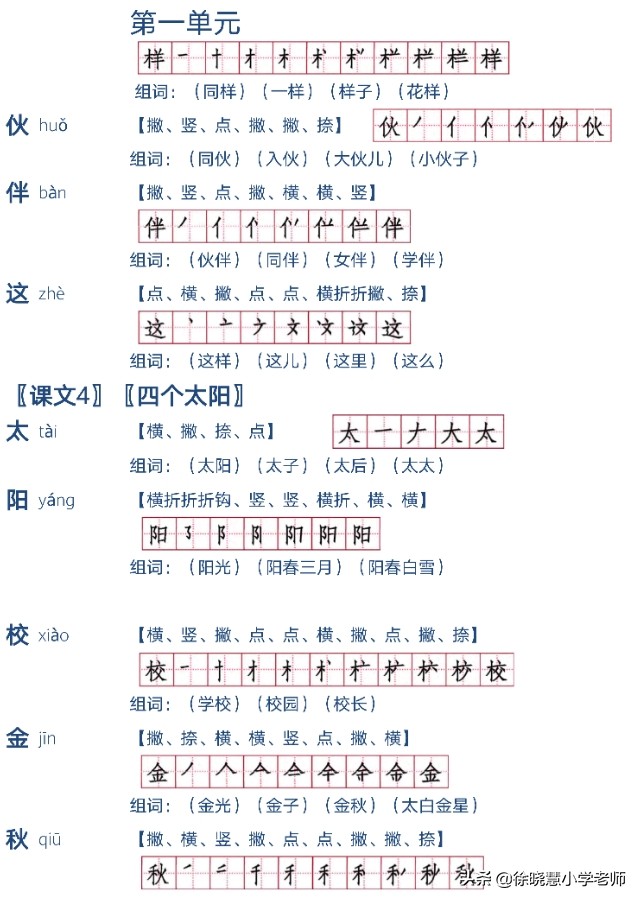 一年级所有一类生字的笔顺和拼音,一年级语文下册生字笔顺组词讲解