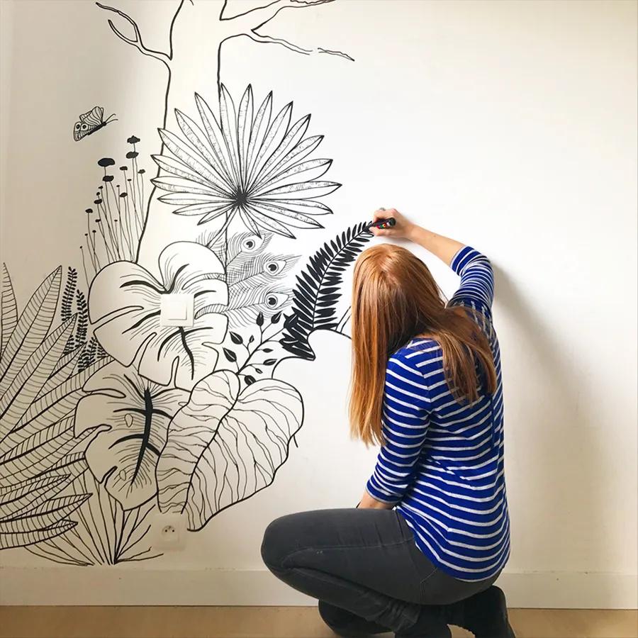 凹凸不平墙面用什么记号笔,墙面艺术设计作品