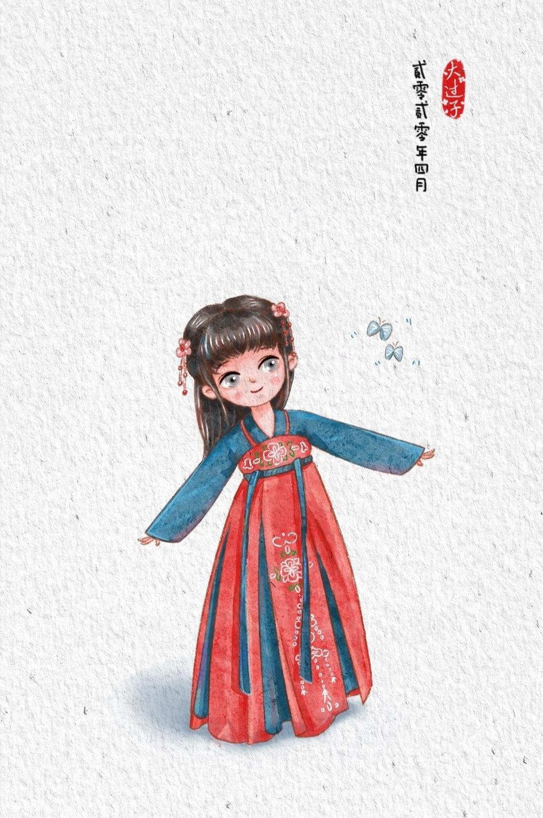 q版古风汉服的图片,古风汉服画法插画