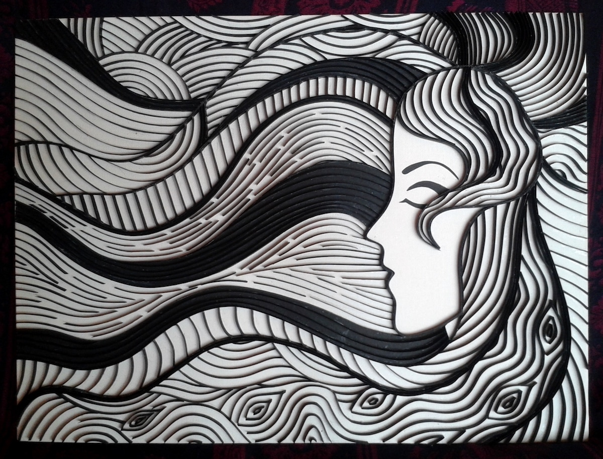 衍纸画梵高星空高清大图,梵高星空衍纸浮雕