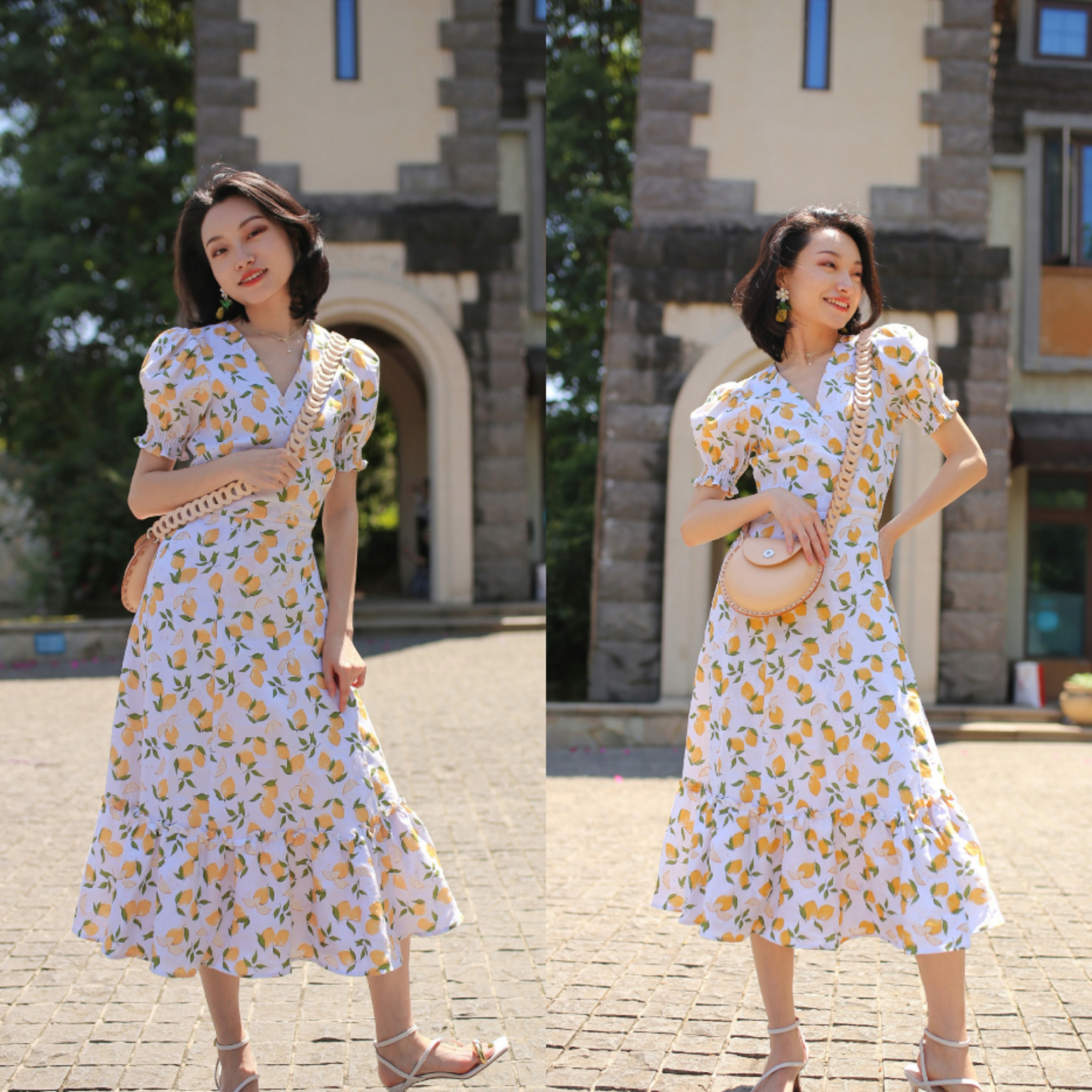 雪纺碎花裙粉色温柔,夏天半身碎花裙搭配什么鞋