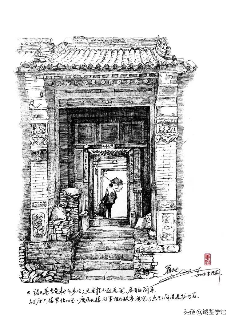 另类钢笔手绘,钢笔速写古建风景