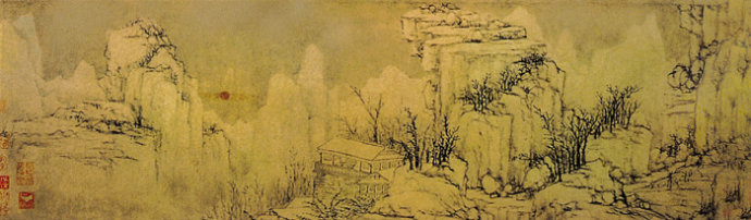 用铅笔画五元山水画,五元山水画