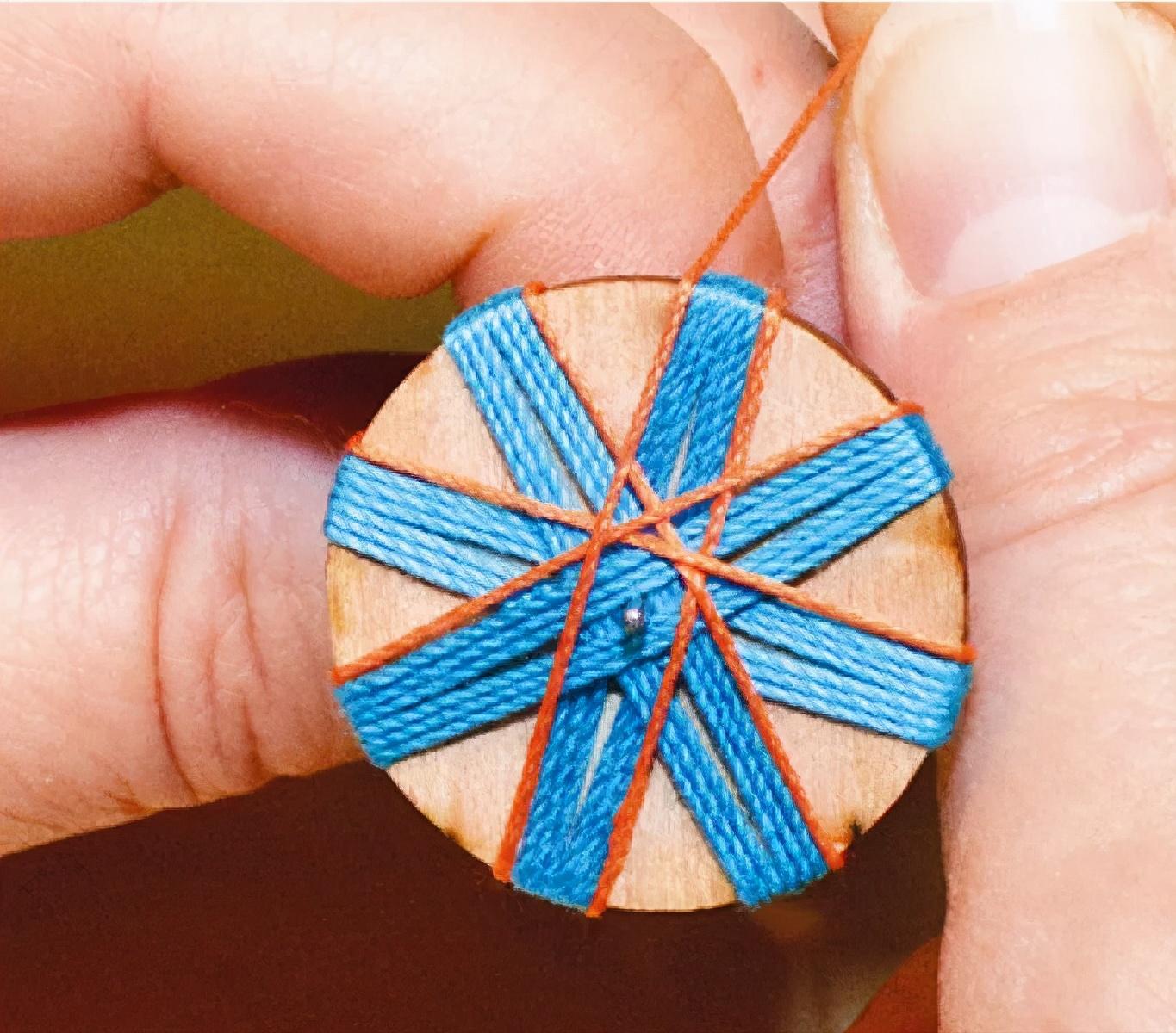 一个圆周边加一点装饰,用彩线做简单的小装饰