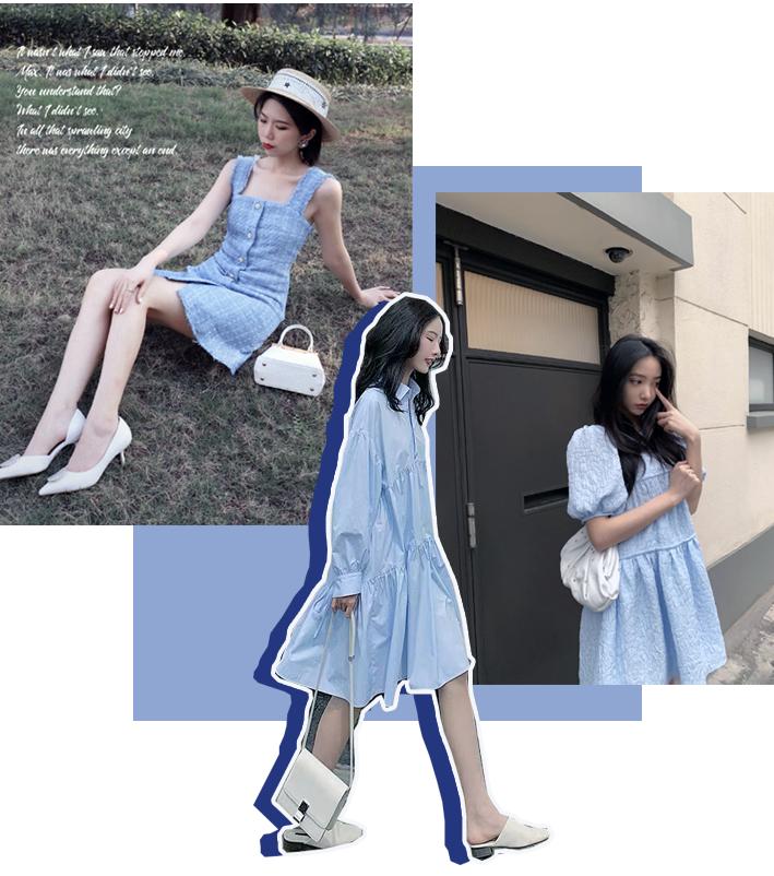 碎花婴儿蓝,婴儿蓝搭配