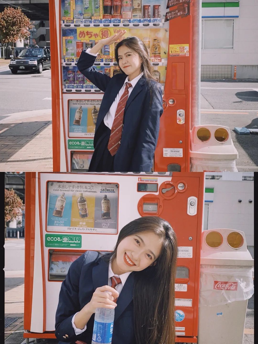 大衣卫衣短裙叠穿,超厚实外套搭配卫衣温暖时尚