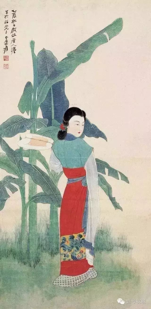 张大千画作美人鹦鹉图,张大千四大美人图真迹