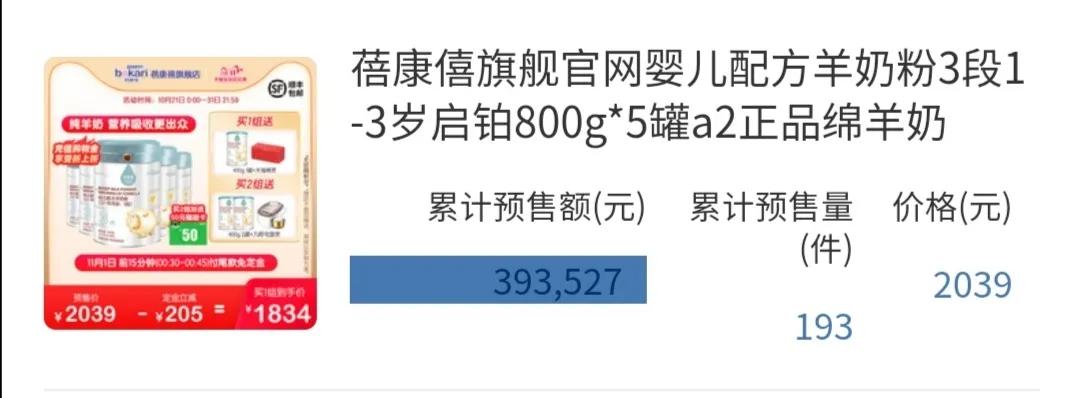 双十一羊奶粉预售榜单图片,双11羊奶粉销量排名