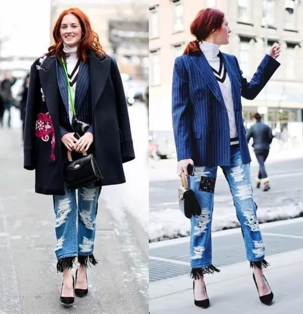 牛仔裤怎么改造成破洞流苏,旧牛仔裤腿简单变裙子