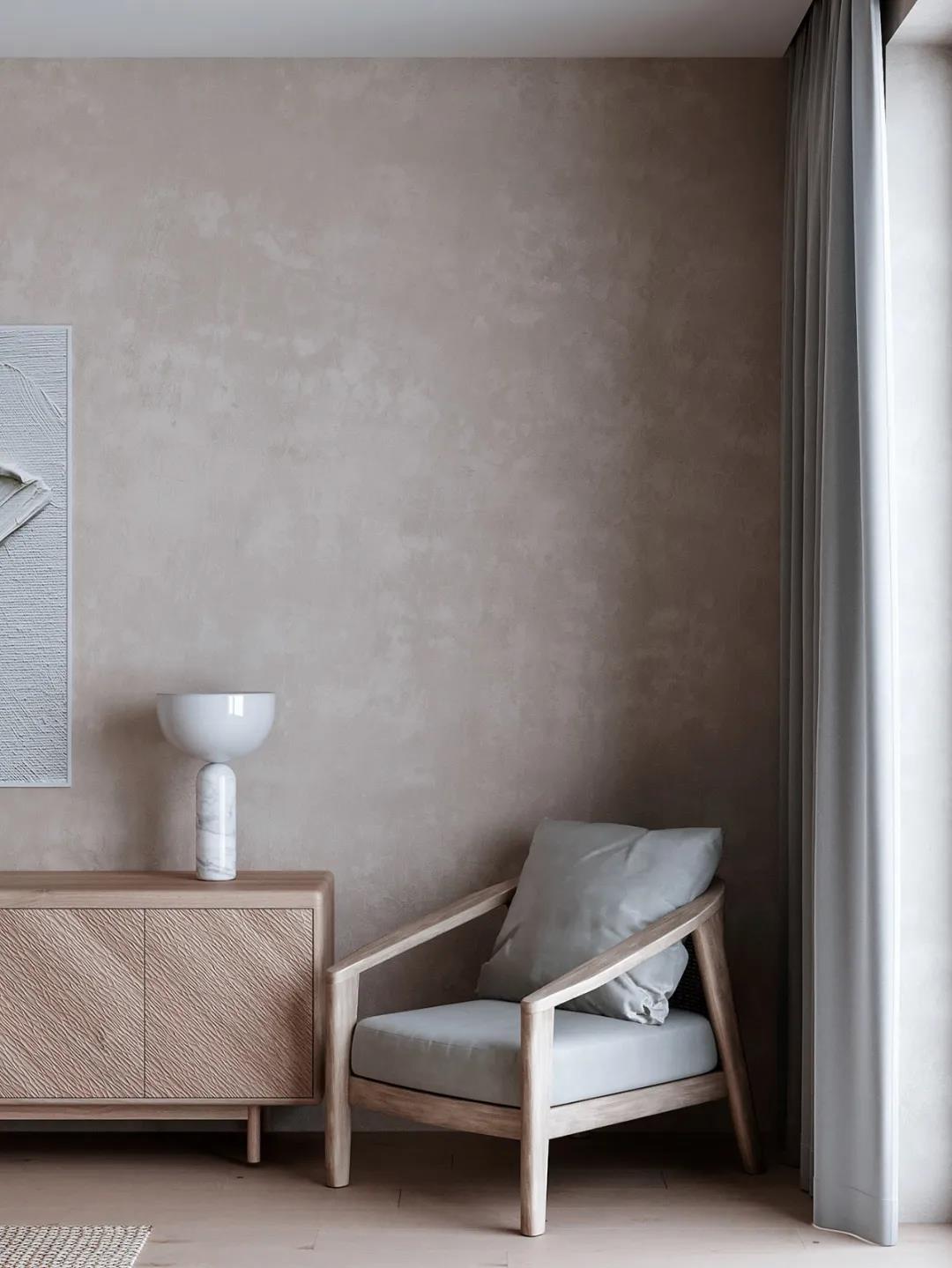 石与木的搭配，极简中透露着温暖