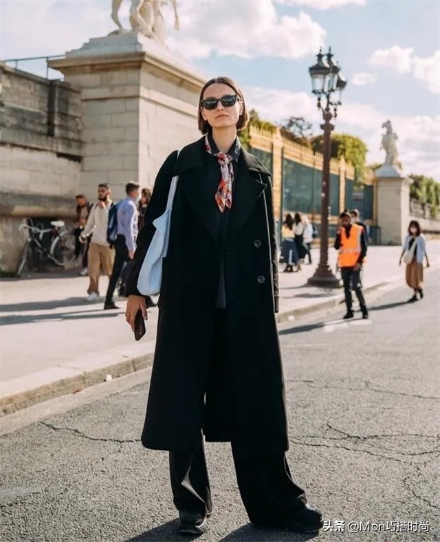 阔腿裤复古小个子春秋款,阔腿裤搭配中长款大衣