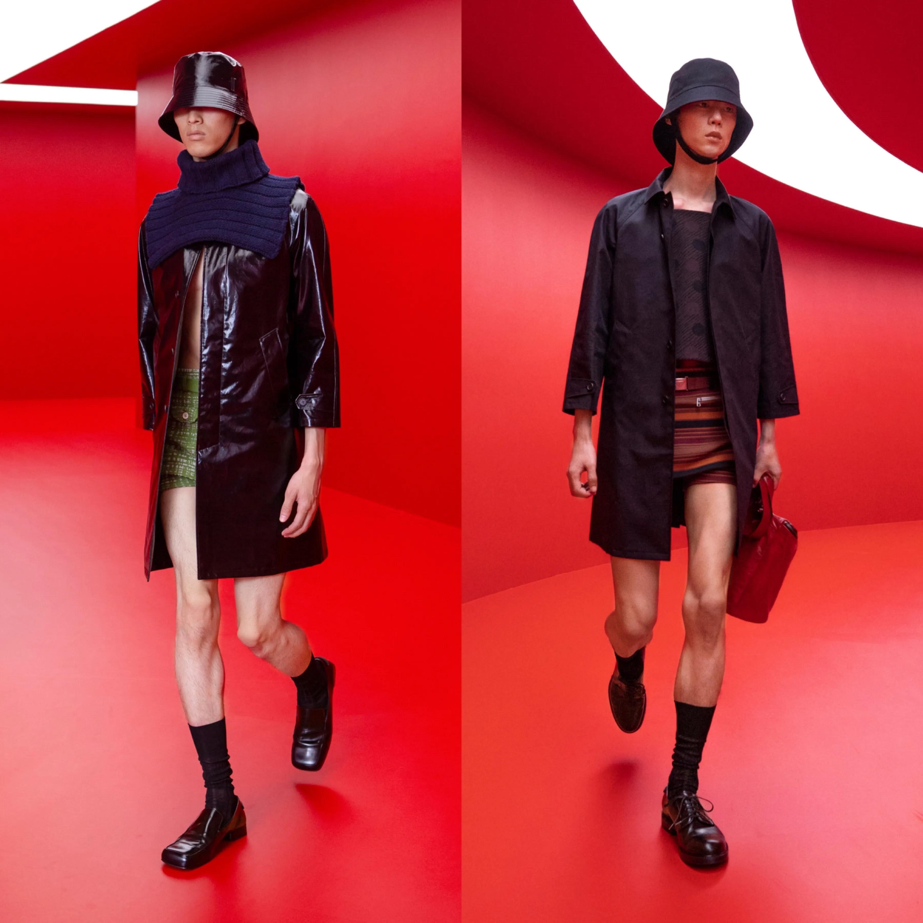 「Prada2022春夏男装」男装也内卷了，露大腿穿短裙真空上阵