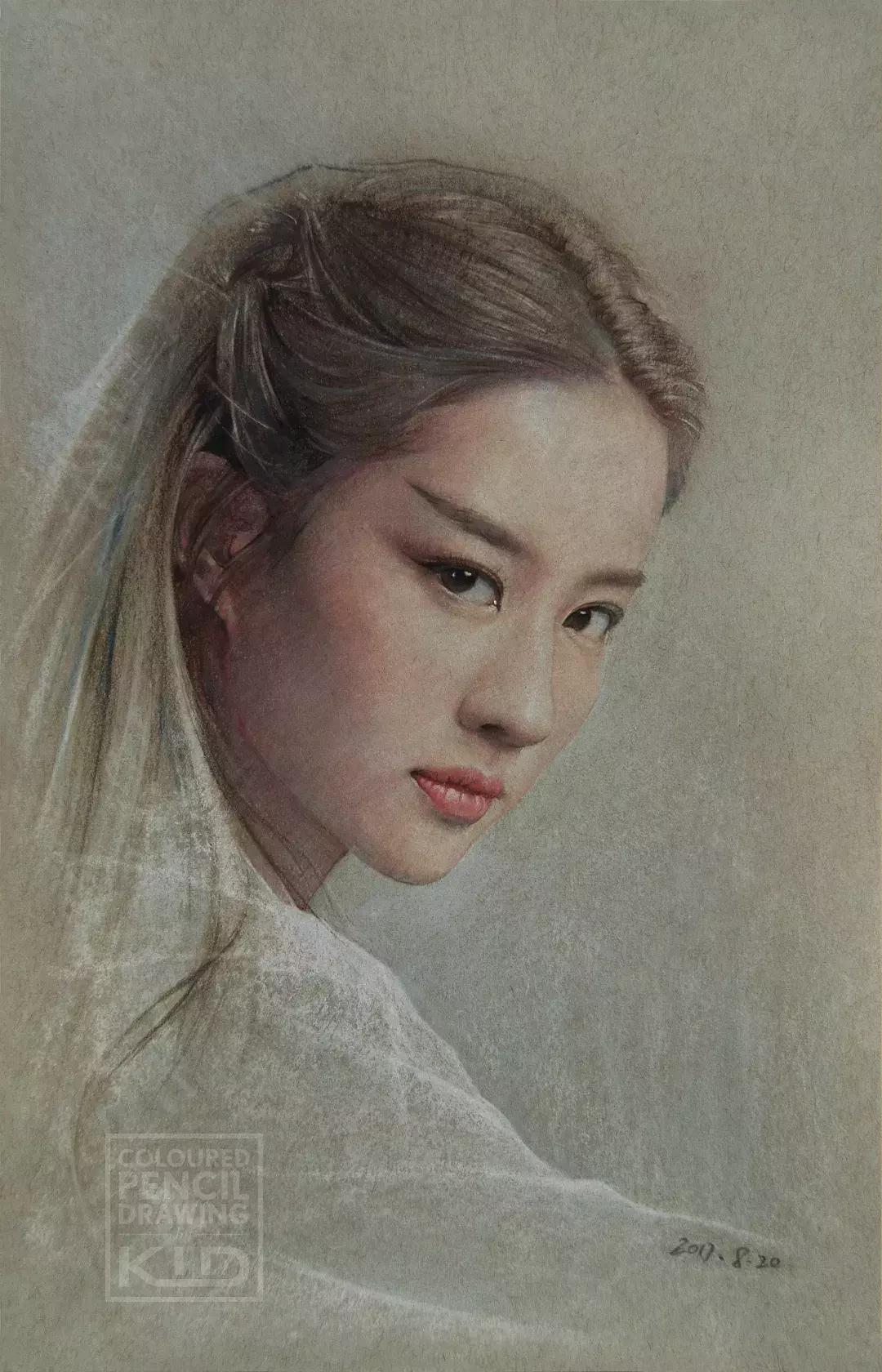 写实彩铅画,超好看素描画迪丽热巴