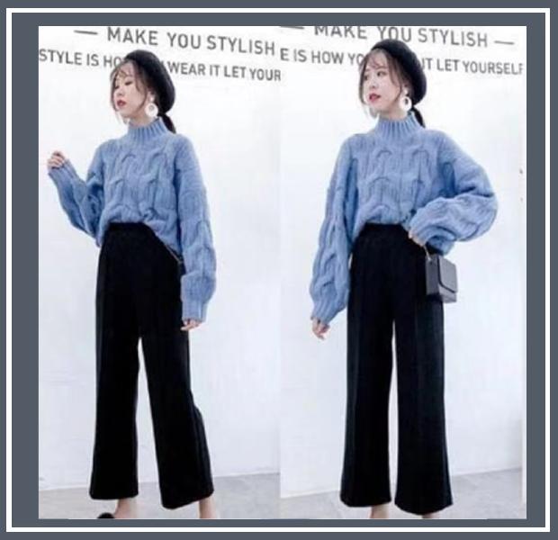 秋冬羊毛针织阔腿裤怎么搭配上衣,毛衣阔腿裤冬天这样穿才洋气