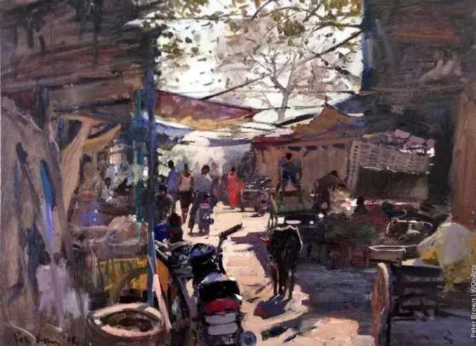 欧洲油画秋日街景,peterbrown油画从哪里买