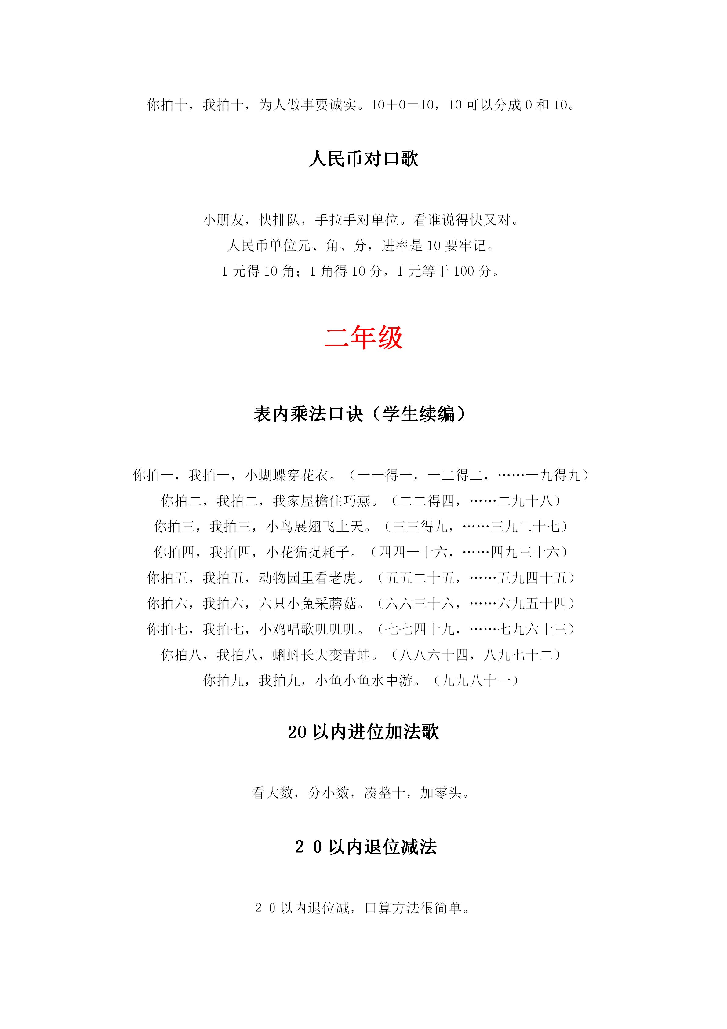 小学1-100的数学儿歌,1-6数学儿歌