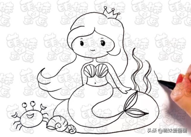童话世界美人鱼简笔画,十二星座古风美人鱼公主简笔画