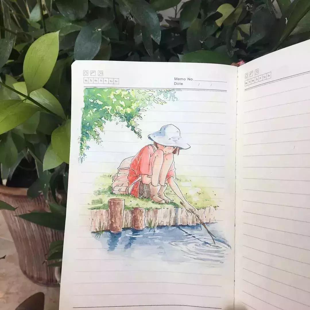 日本小姐姐画画素描,日本小姐姐一组插画