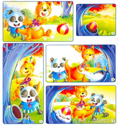 小朋友踢球掉进树洞里看图写话,球掉进树洞看图写话