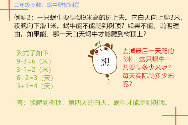二年级奥数题蜗牛爬柱,二年级奥数聪明题训练500题