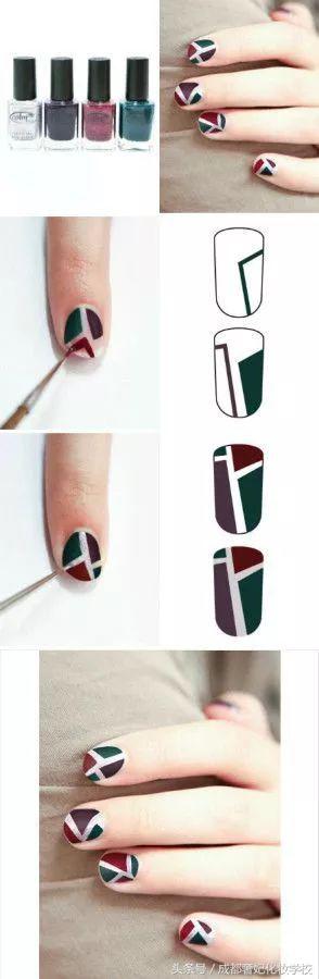 简约中国风几何图案,美甲简单大方又好看款式