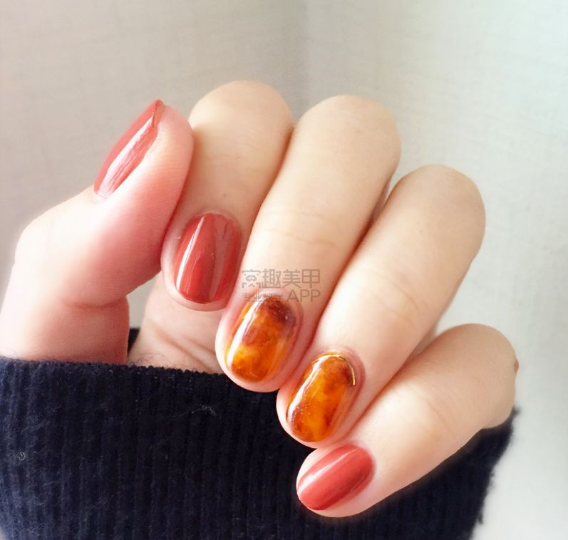 脏橘色美甲,one推荐美甲