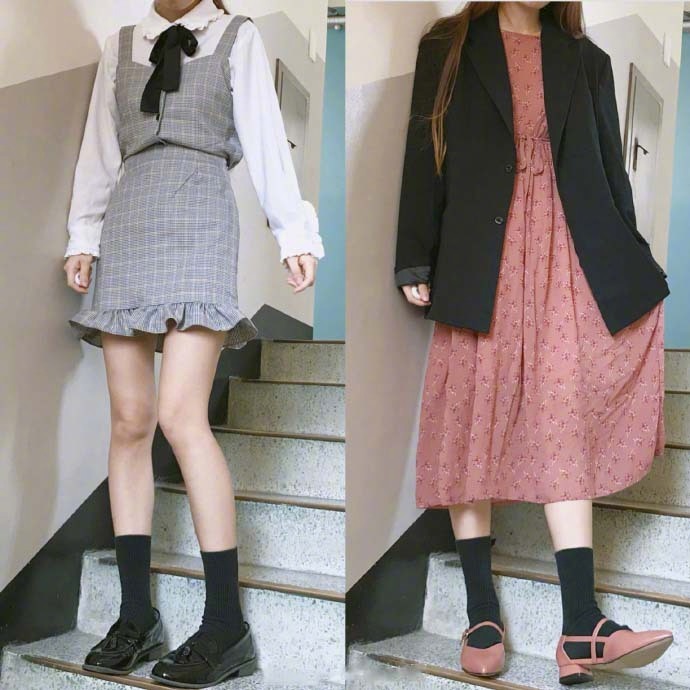 小清新袜子中筒袜怎么搭配,袜子都不穿还穿秋裤