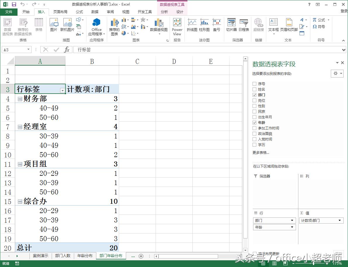 excel数据透视表统计名字出现次数,excel数据透视表如何分析年龄段