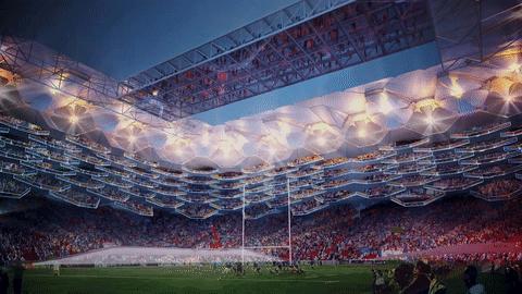 足球场可移动看台,可移动顶棚的足球场