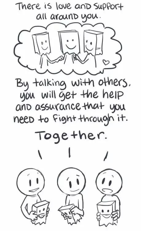 一幅心理健康漫画,对于抑郁的人如何心理辅导