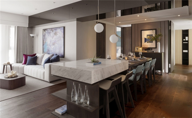 121平米现代轻奢风格装修效果图,126平米简约轻奢装修风格