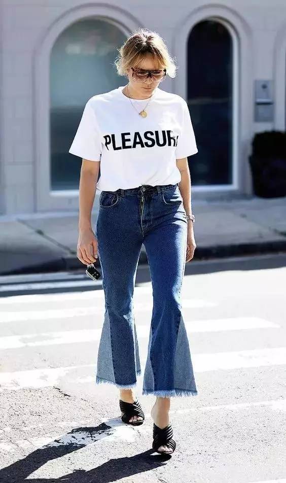 体恤的3种穿法,t恤搭配阔腿裤穿法