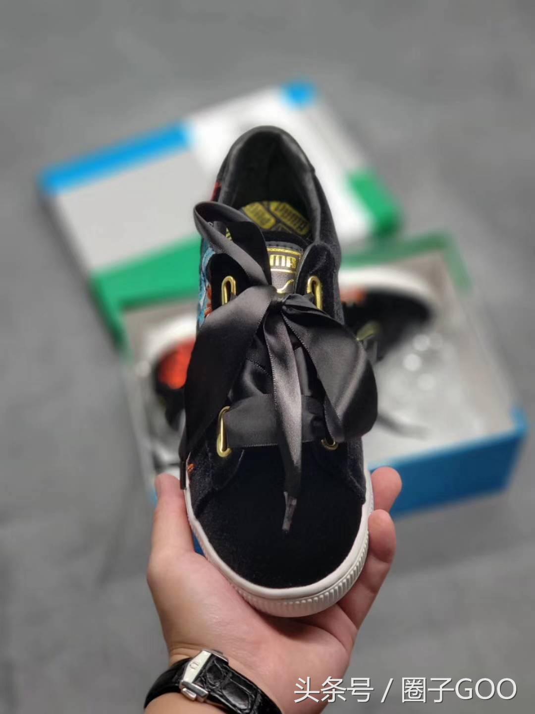 puma彪马鞋全黑色金标板鞋,puma彪马板鞋前面线会开吗