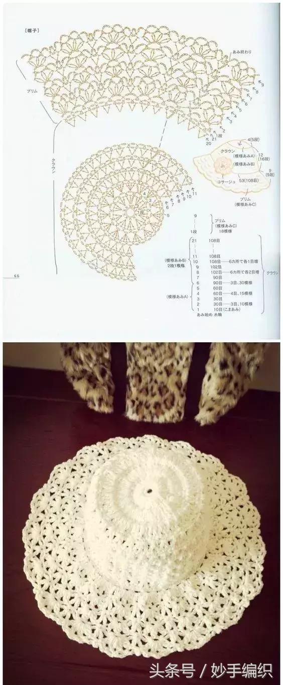 空心线钩太阳帽教程视频,空顶遮阳帽的钩法