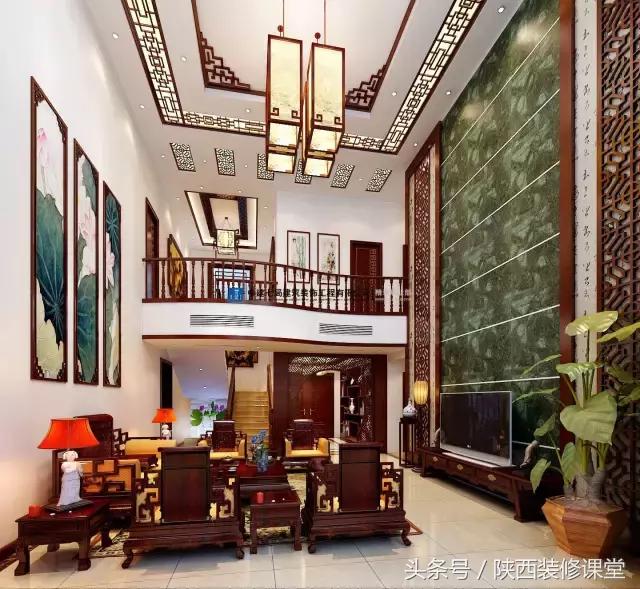 中式无主灯客厅吊顶效果图,80平客厅法式吊顶