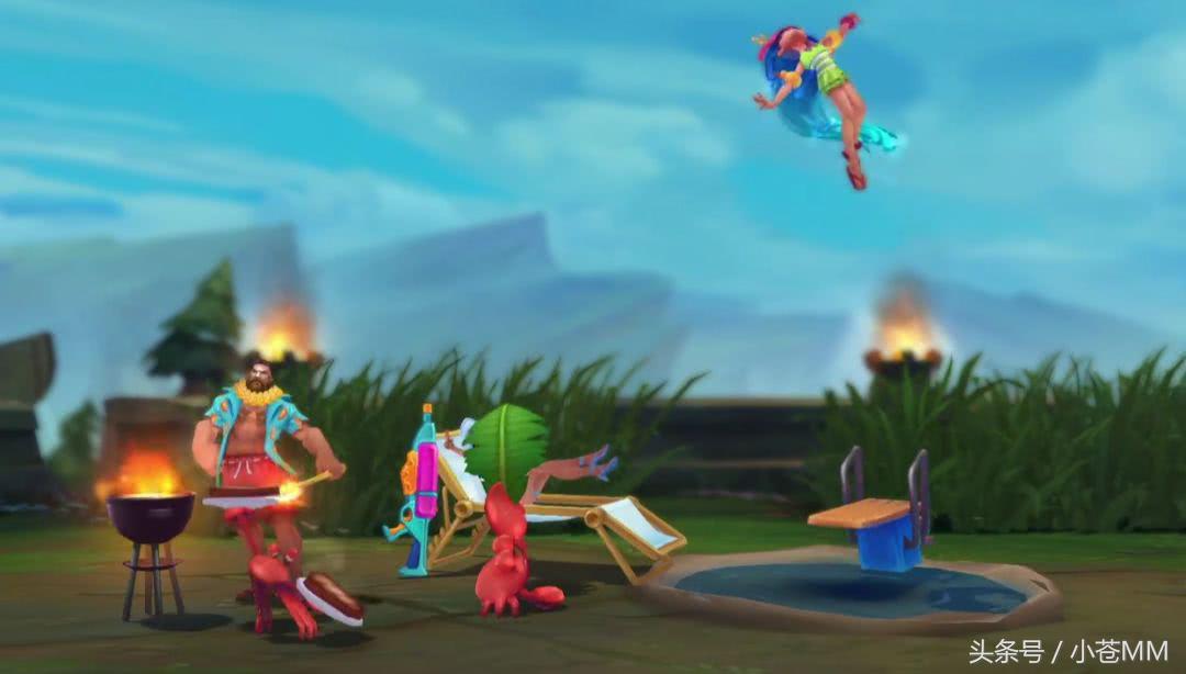 泳池派对女警臻彩皮肤原画,泳池女警炫彩皮肤