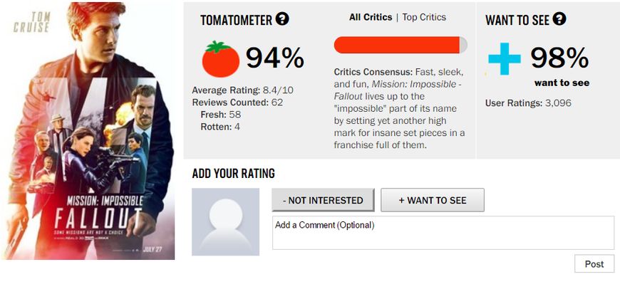 外网热评碟中谍6,碟中谍六好看吗