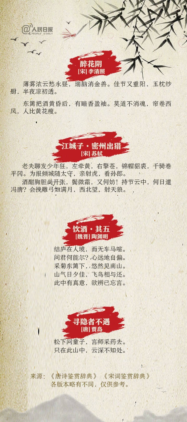 20首传诵千古的诗词全是顶级名篇,30首古典诗词人民日报整理