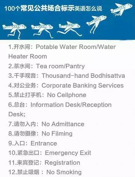 100个常用英语公共标志,100个公共场所常用的英文标识大全