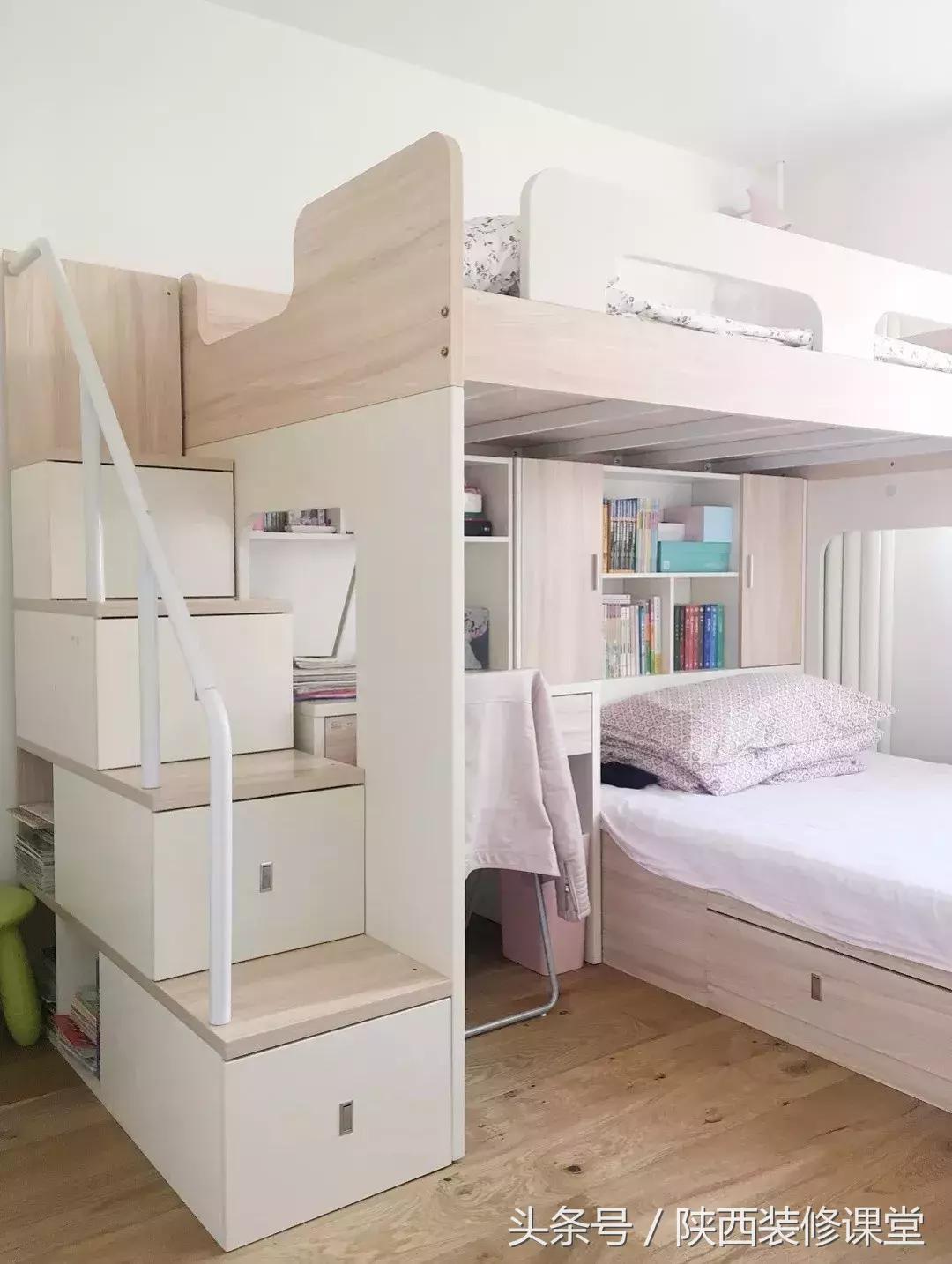 儿童房上床下桌一体效果图,30平小户型上床下桌