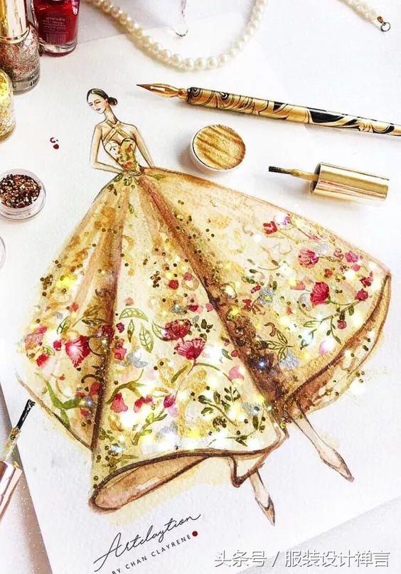 时装手绘|用指甲油画出高定时装的新加坡女插画师ChanClayrene