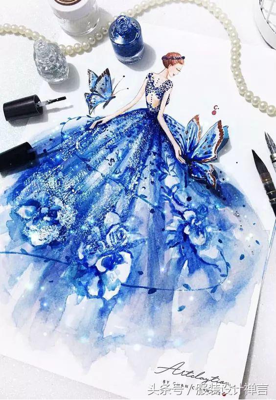 时装手绘|用指甲油画出高定时装的新加坡女插画师ChanClayrene