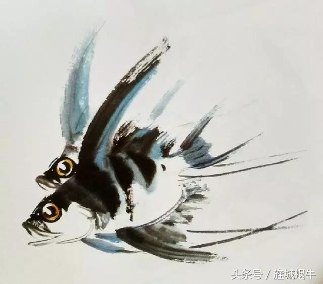 国画锦鲤鱼的画法与调色,国画写意神仙鱼100图欣赏