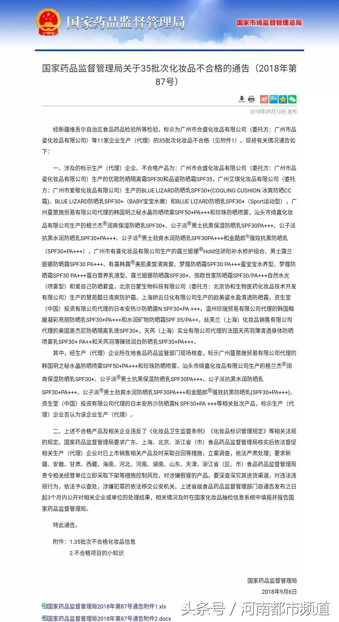 最新30批次化妆品不合格,45批次化妆品不合格