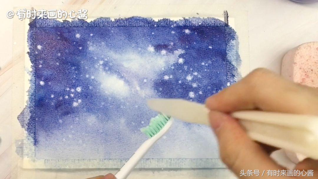 用水彩笔画星空简单一点不用加水,只用水彩笔画星空不用荧光笔和水