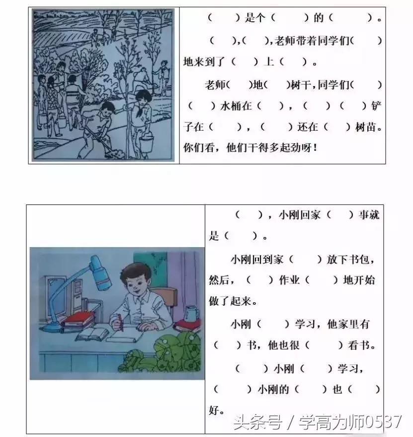 低年级看图写话填空练习20篇写话不再发愁